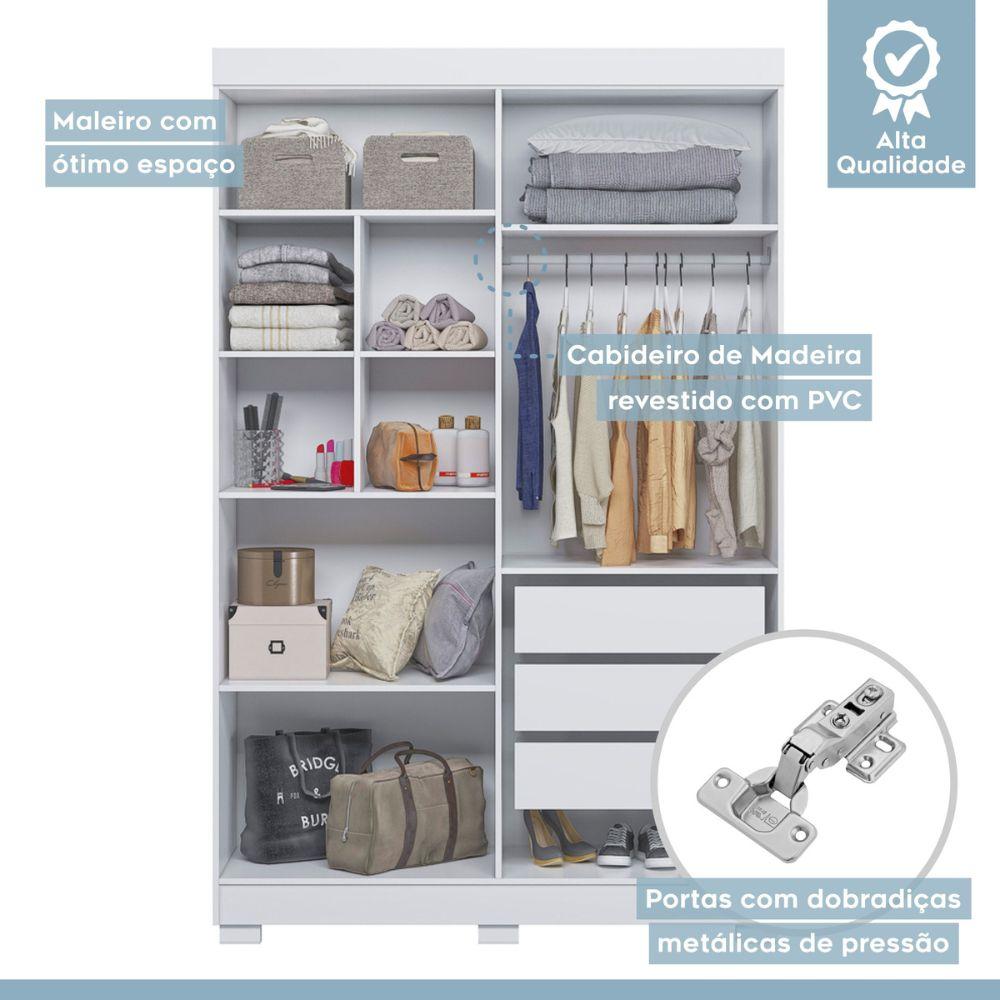 Guarda Roupa Roupeiro Flórida 4 Portas 3 Gavetas Tigus Baby Branco
