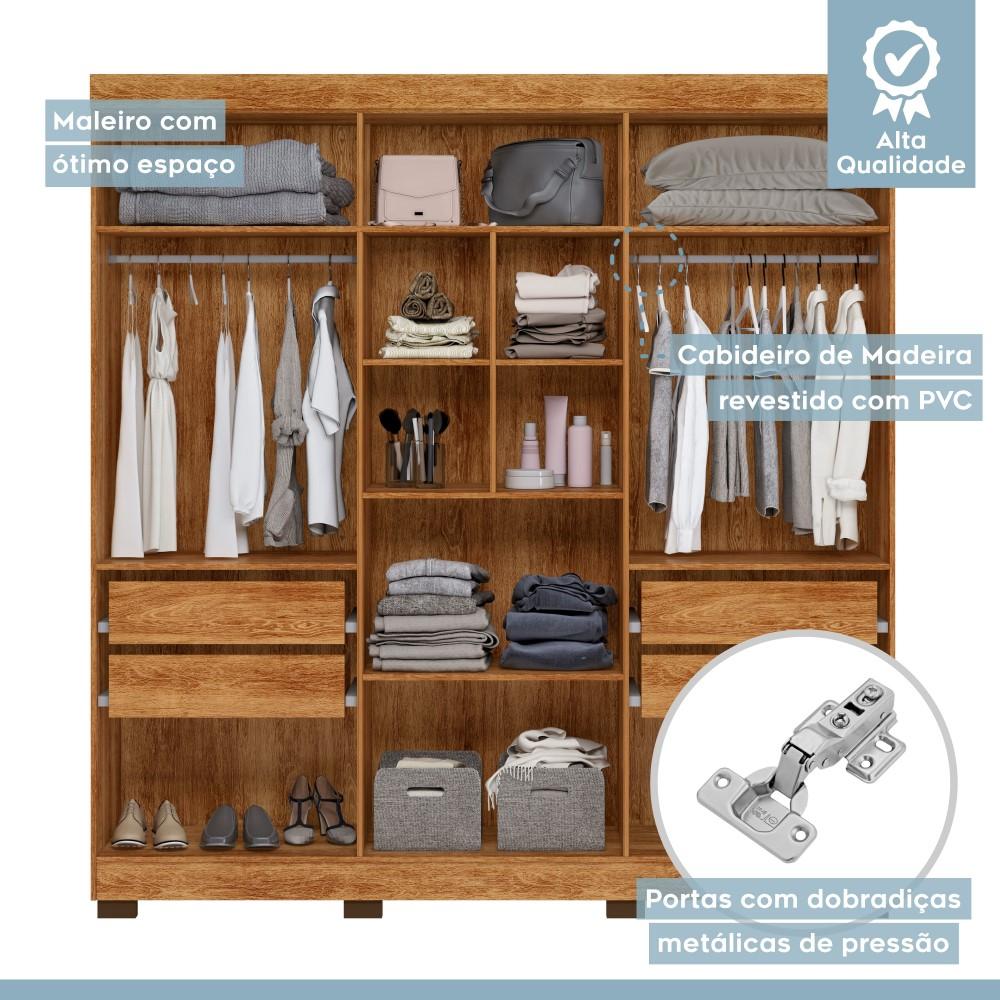 Guarda Roupa Roupeiro Flórida 6 Portas 4 Gavetas Tigus Baby Amadeirado
