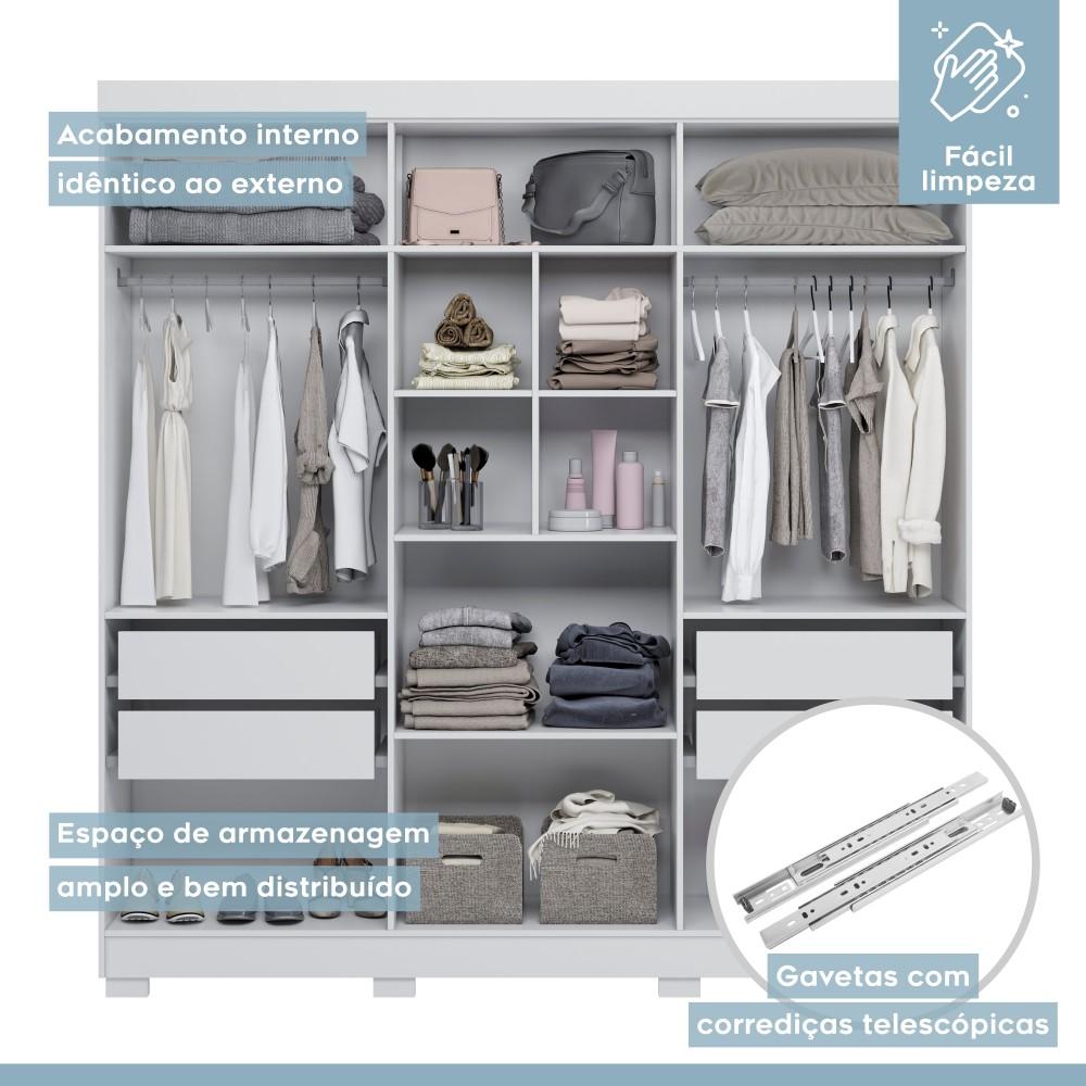 Guarda Roupa Roupeiro Flórida 6 Portas 4 Gavetas Tigus Baby Branco