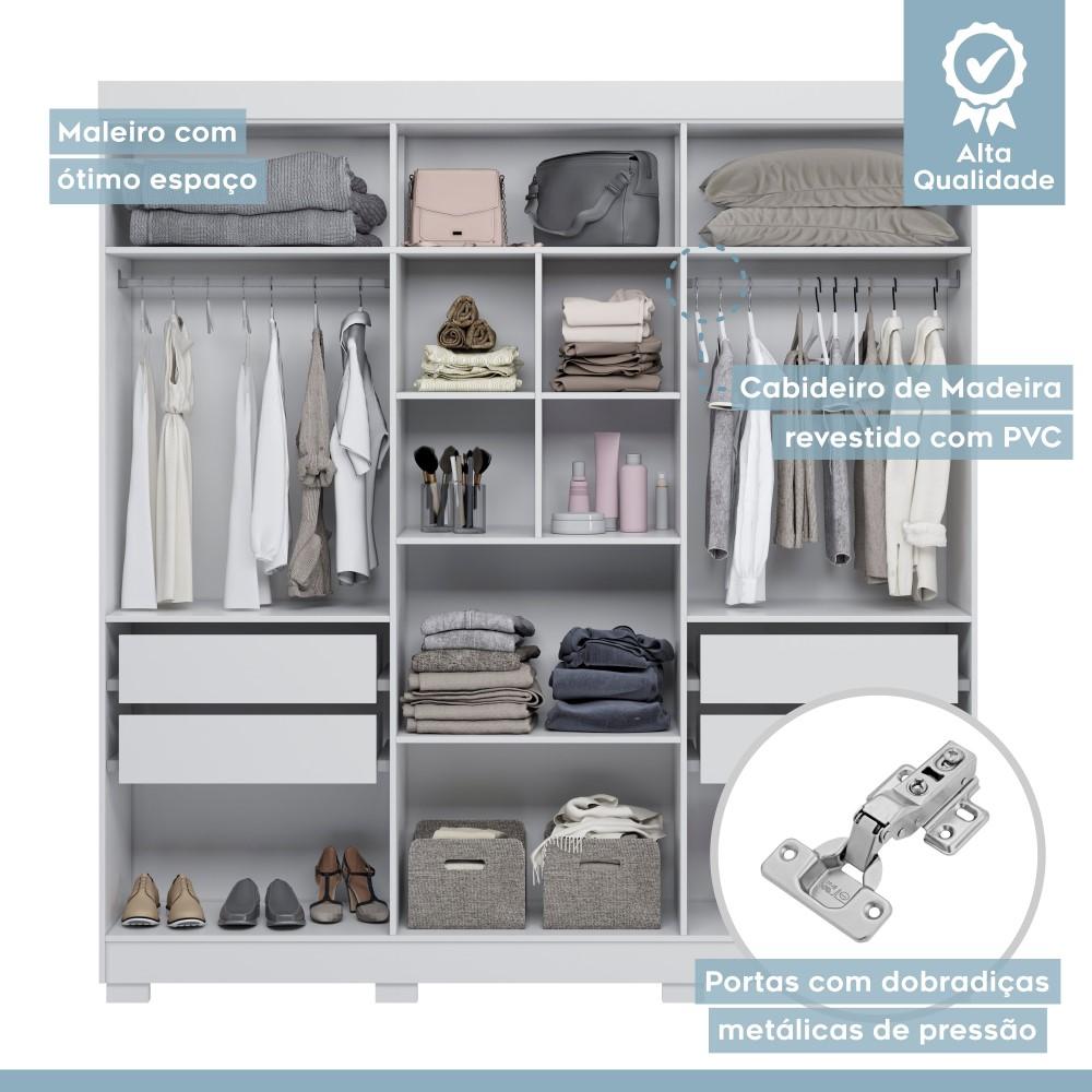Guarda Roupa Roupeiro Flórida 6 Portas 4 Gavetas Tigus Baby Branco