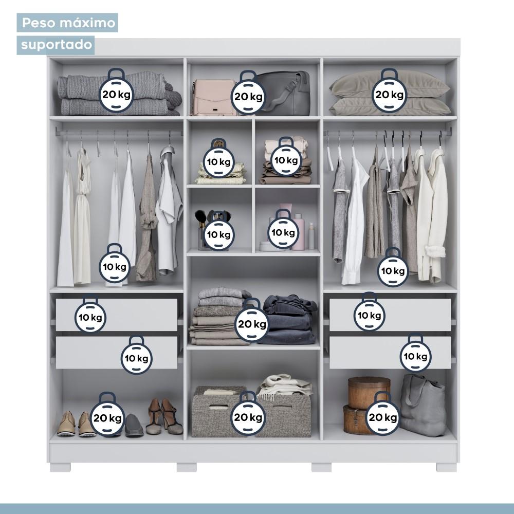 Guarda Roupa Roupeiro Flórida 6 Portas 4 Gavetas Tigus Baby Branco