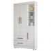 Guarda Roupa Roupeiro Infantil Flocos 3 Portas 2 Gavetas Tigus Baby Flex Branco Madeirado Ypê