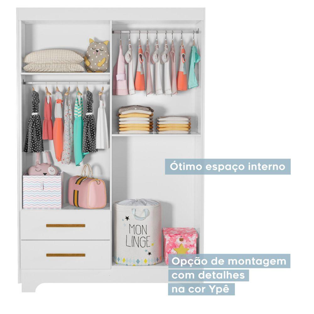 Guarda Roupa Roupeiro Infantil Fly 4 Portas 2 Gavetas Tigus Baby Branco