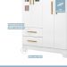 Guarda Roupa Roupeiro Infantil Fly 4 Portas 2 Gavetas Tigus Baby Flex Branco Madeirado Ypê