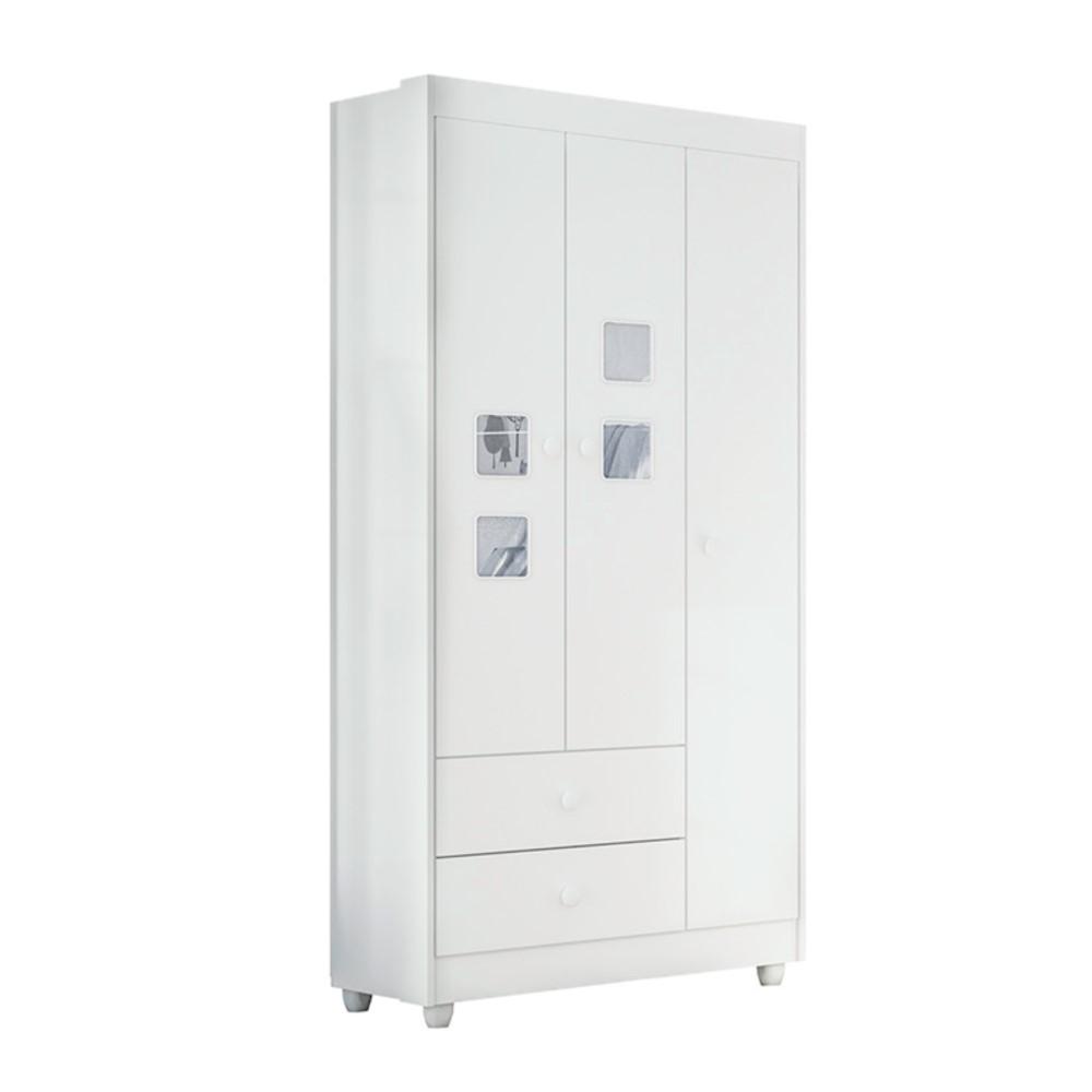Guarda Roupa Roupeiro Infantil Life 3 Portas 2 Gavetas Tigus Baby Branco