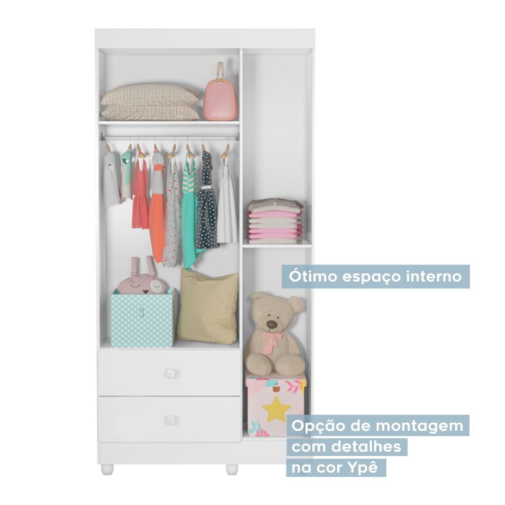 Guarda Roupa Roupeiro Infantil Life 3 Portas 2 Gavetas Tigus Baby Branco