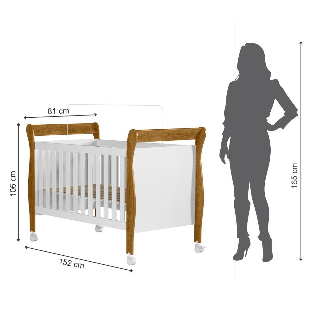 Quarto de Bebê Completo Zara com Berço Cômoda Guarda Roupa Tigus Baby Branco Amadeirado Ypê