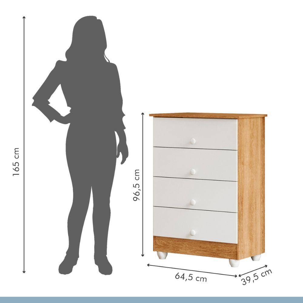 Quarto de Bebê Completo Zara com Berço Cômoda Guarda Roupa Tigus Baby Branco Amadeirado Ypê