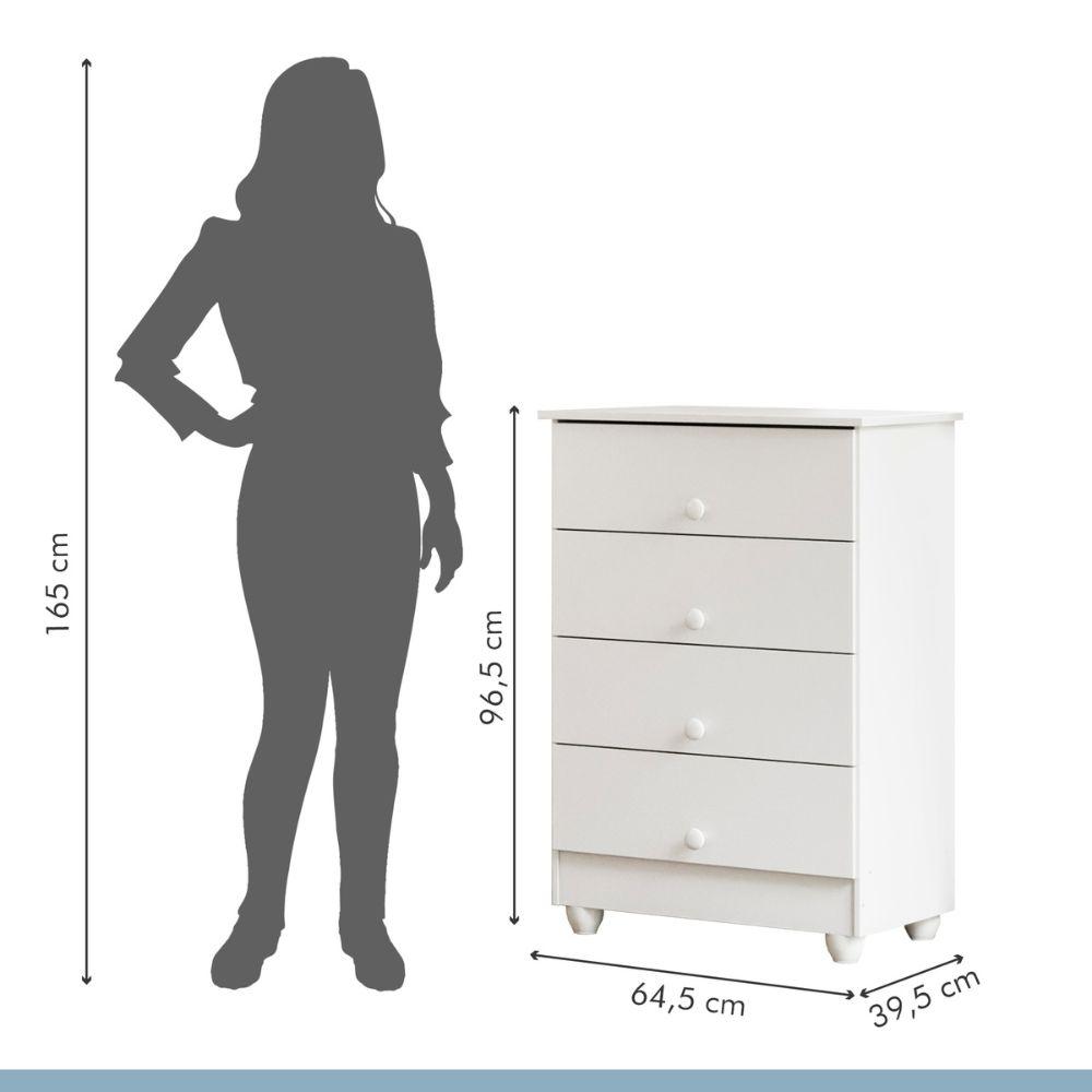 Quarto de Bebê Completo Zara com Berço com Colchão Cômoda Guarda Roupa Tigus Baby Branco