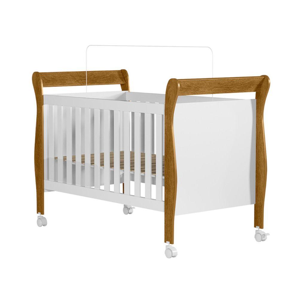 Quarto de Bebê Completo Zara com Berço com Colchão Cômoda Guarda Roupa Tigus Baby Branco Amadeirado Ypê