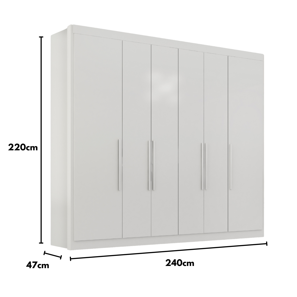 Guarda Roupa Casal Valencia 6 Portas 6 Gav  Branco