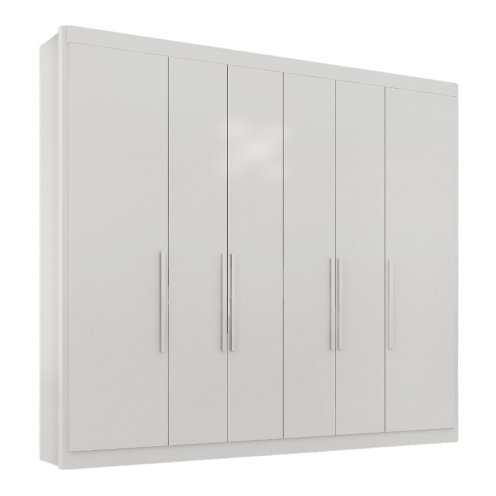 Guarda Roupa Casal Valencia 6 Portas 6 Gav  Branco
