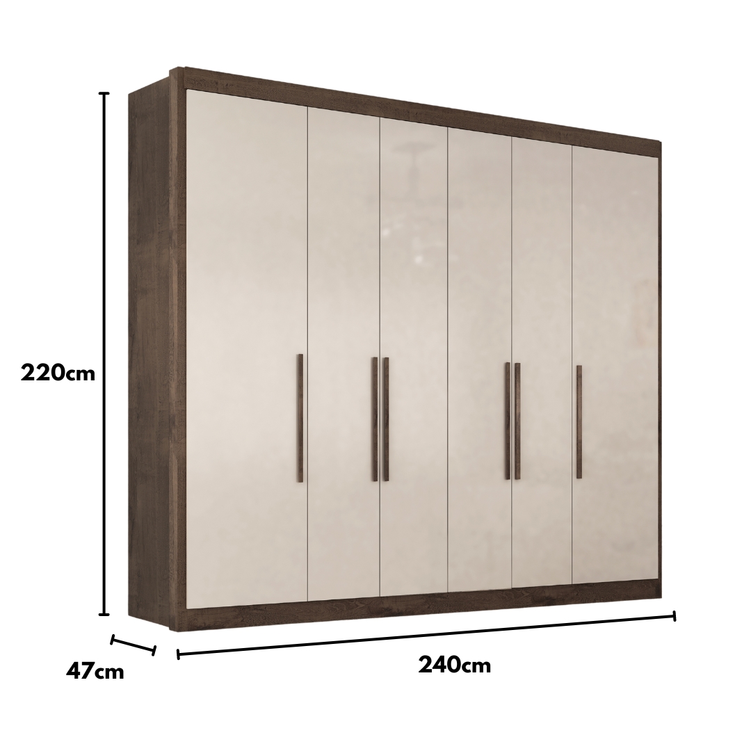 Guarda Roupa Casal Valencia 6 Portas 6 Gav  Chocolate/off White
