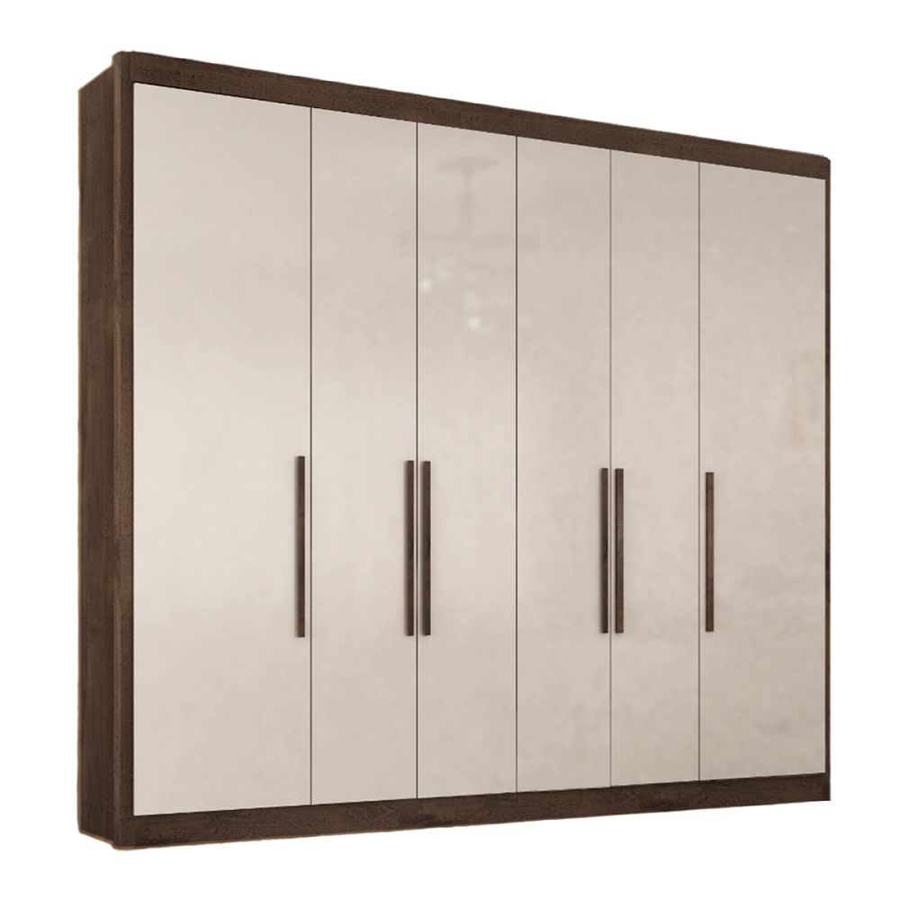 Guarda Roupa Casal Valencia 6 Portas 6 Gav  Chocolate/off White
