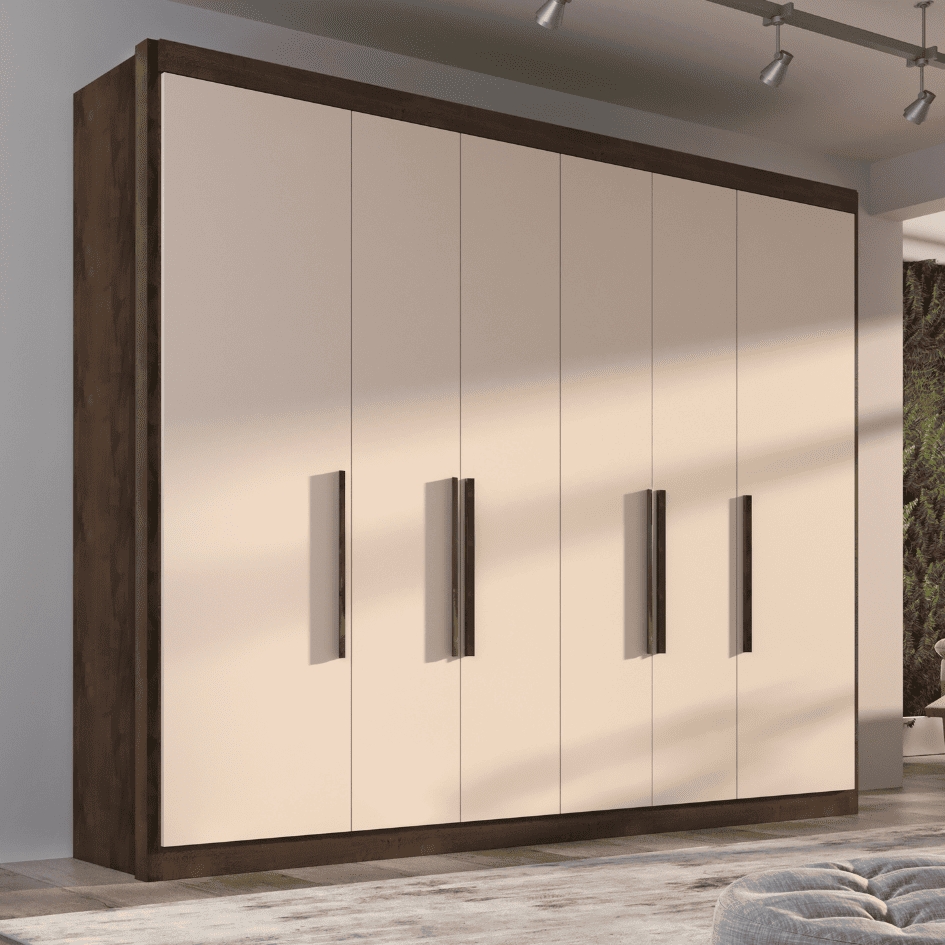Guarda Roupa Casal Valencia 6 Portas 6 Gav  Chocolate/off White