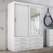 Guarda Roupa Solteiro Capri 2 Portas 6 Gav C/ Espelho  Branco