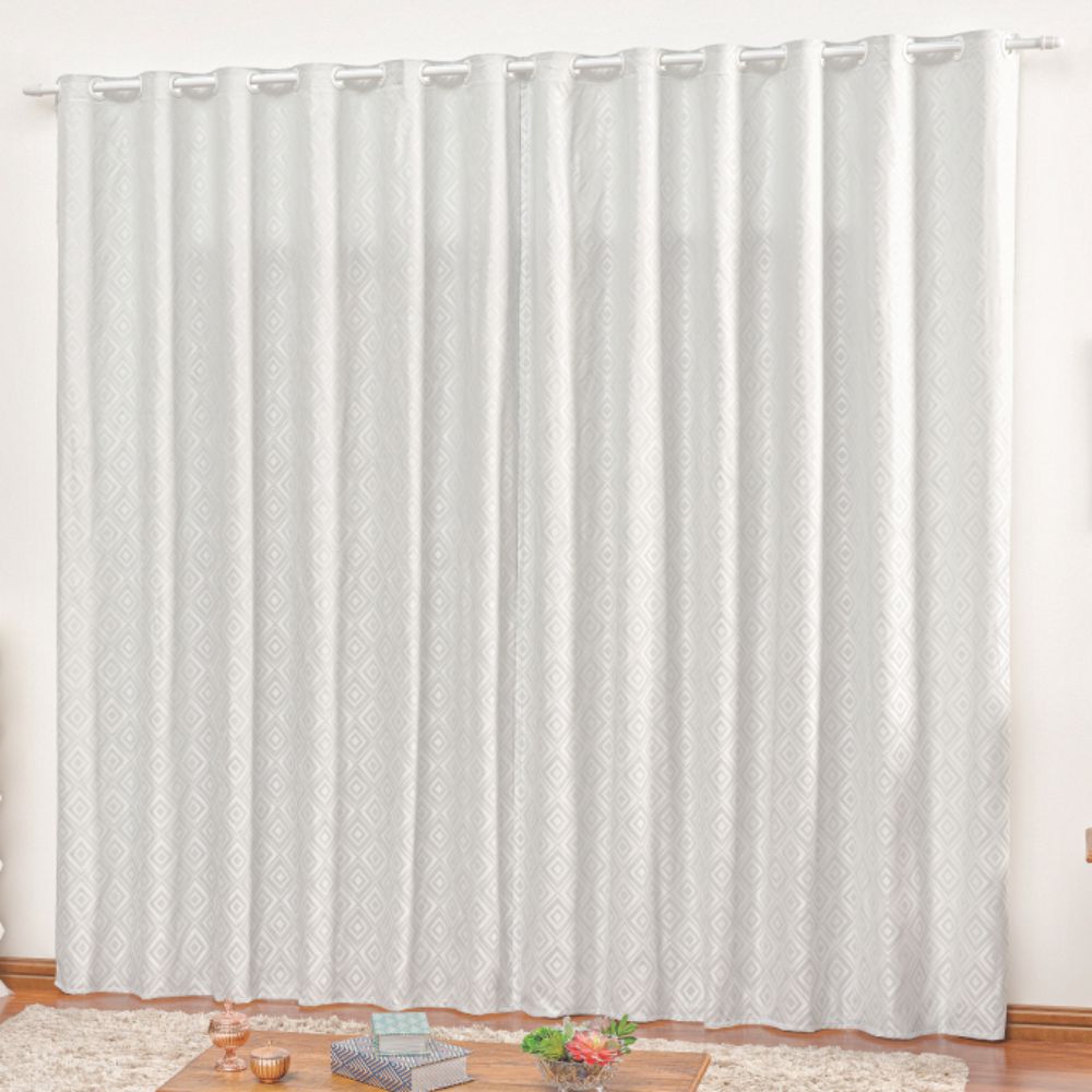 Cortina em Jacquard Bahamas 2,00 x 1,70 Para Varão - Cinza Claro