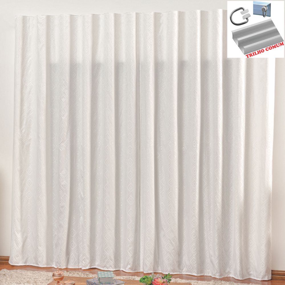 Cortina em Jacquard Bahamas 4,00 x 2,70 Para Trilho Comum - Branca
