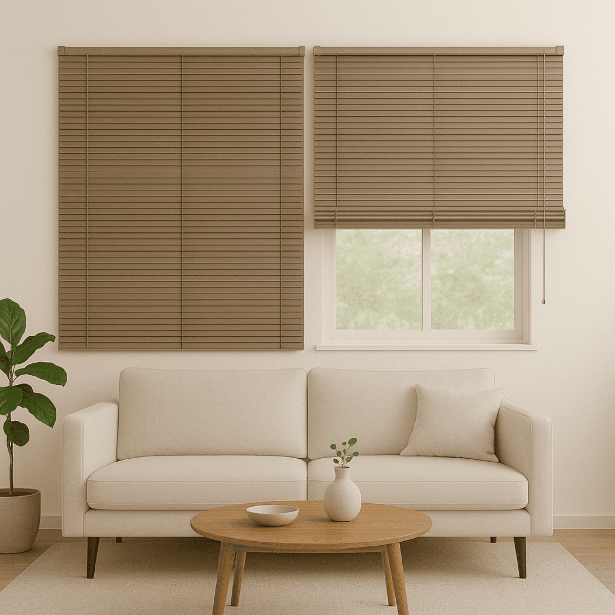 Persiana Horizontal PVC 25mm BLOCK LUXO 160larg x 160alt Café (2 pçs)