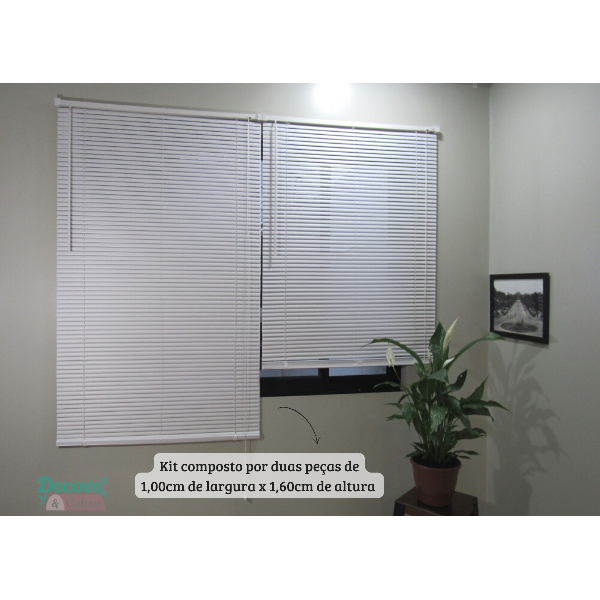Persiana Horizontal PVC 25mm BLOCK LUXO 200larg x 160alt Branca (2 pçs)