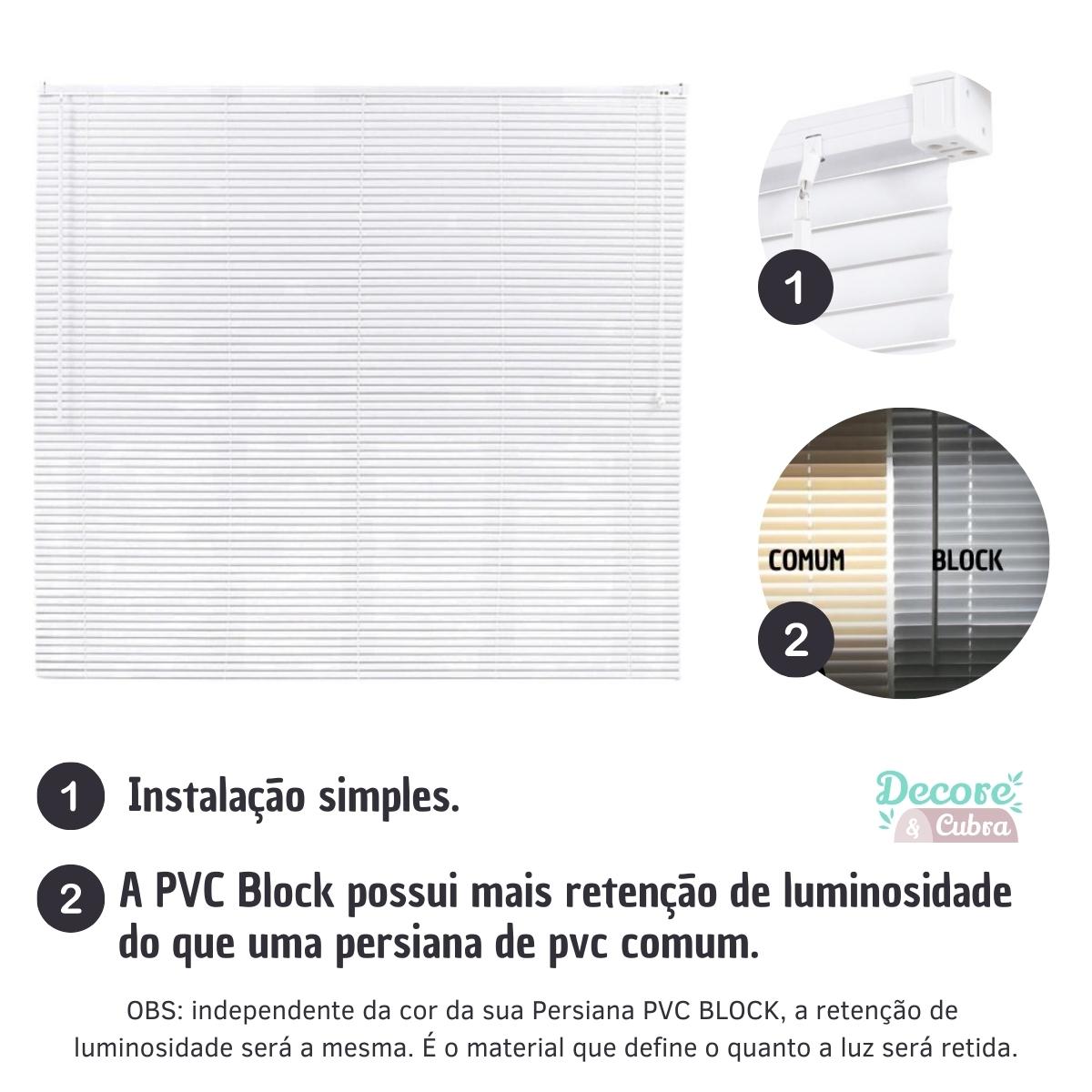 Persiana Horizontal PVC 25mm BLOCK LUXO 200larg x 160alt Branca (2 pçs)