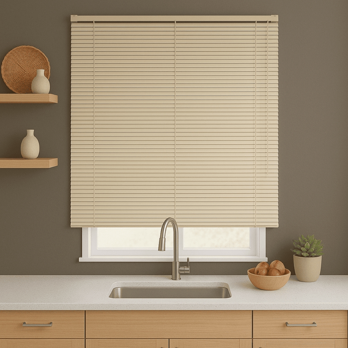Persiana Horizontal PVC 25mm BLOCK LUXO 80larg x 160alt Bege
