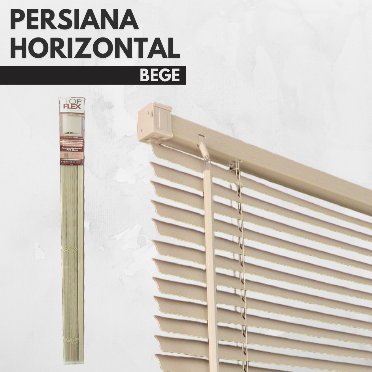 Persiana Horizontal PVC 25mm BLOCK LUXO 80larg x 160alt Bege