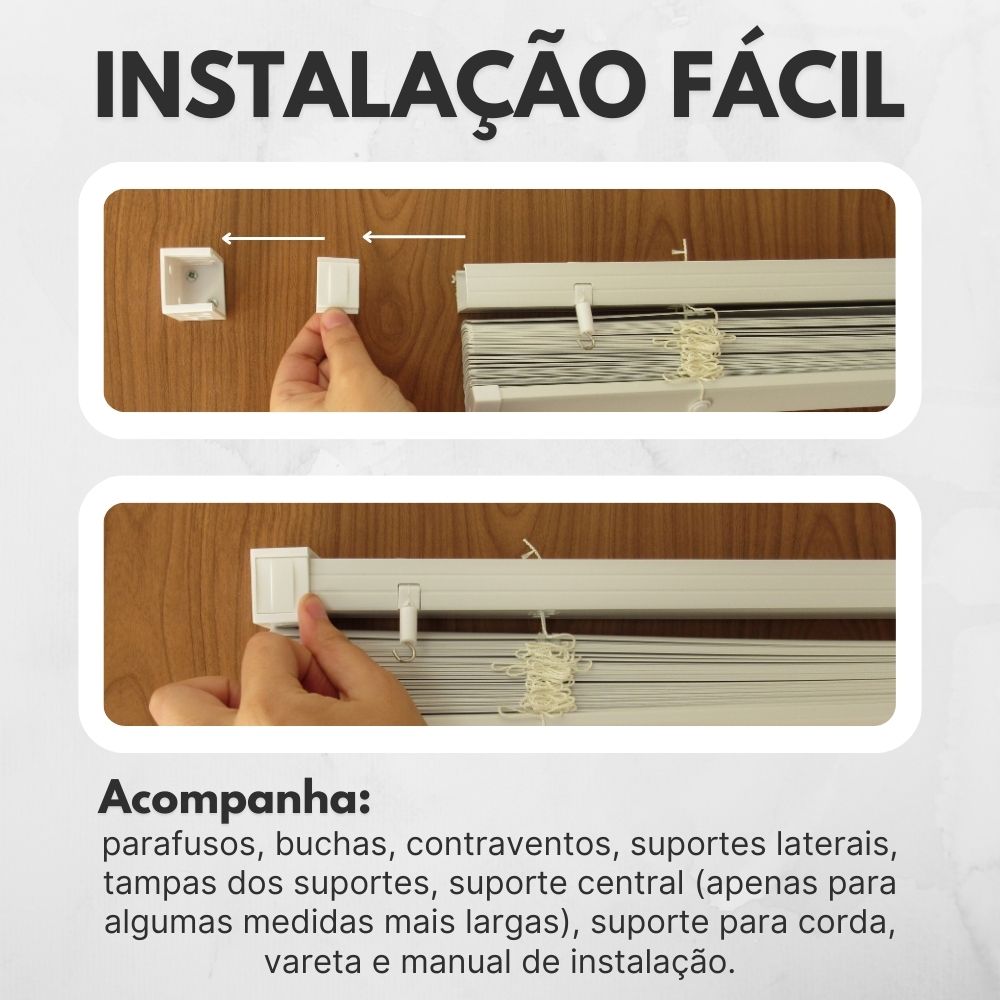 Persiana Horizontal PVC 25mm BLOCK LUXO 80larg x 160alt Branca