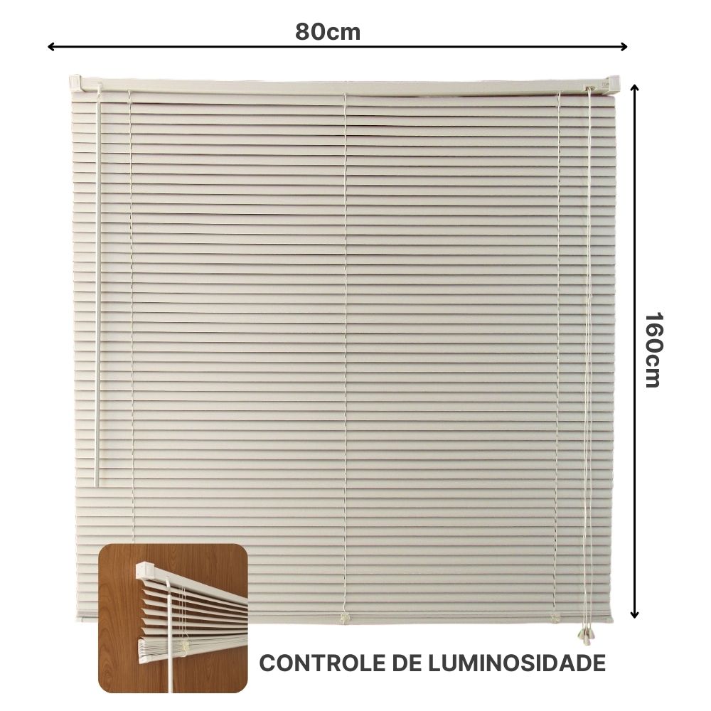 Persiana Horizontal PVC 25mm BLOCK LUXO 80larg x 160alt Branca