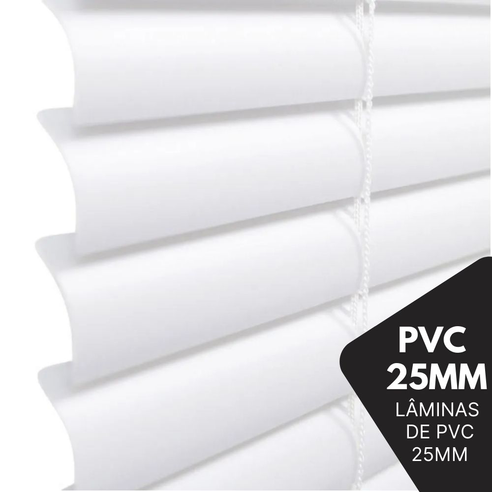 Persiana Horizontal PVC 25mm BLOCK LUXO 80larg x 160alt Branca