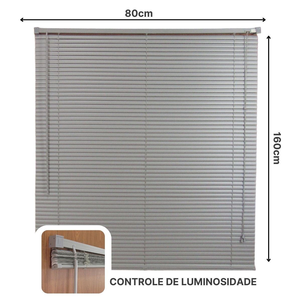 Persiana Horizontal PVC 25mm BLOCK LUXO 80larg x 160alt Cinza