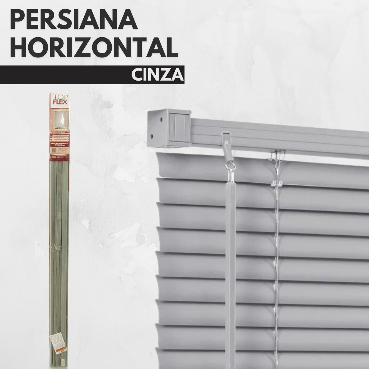 Persiana Horizontal PVC 25mm BLOCK LUXO 80larg x 160alt Cinza