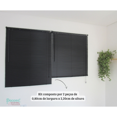 Persiana Horizontal PVC BLOCK 160larg x 220alt Preta (2 pçs)