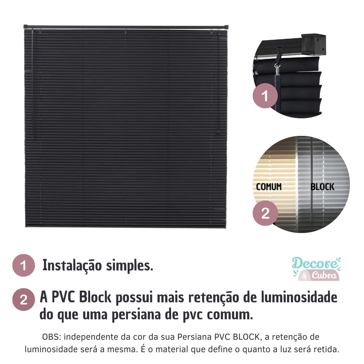 Persiana Horizontal PVC BLOCK 160larg x 220alt Preta (2 pçs)