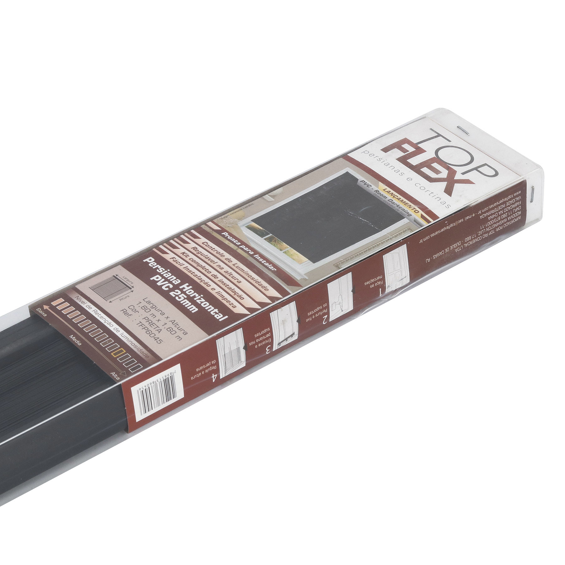Persiana Horizontal PVC BLOCK 160larg x 220alt Preta (2 pçs)