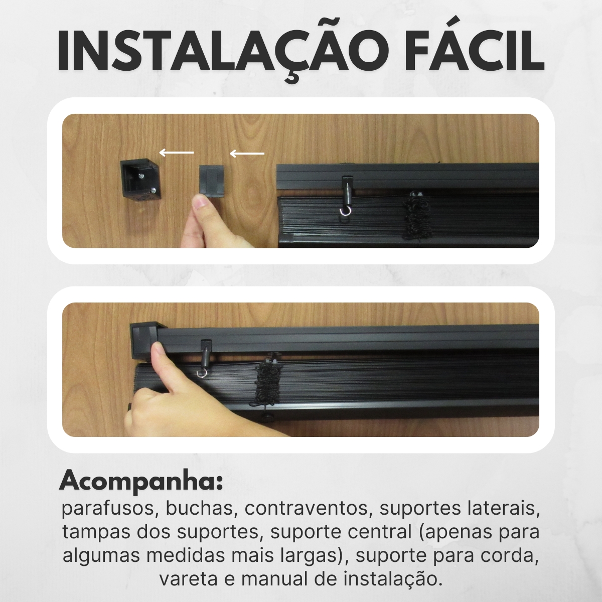 Persiana Horizontal PVC BLOCK 160larg x 220alt Preta (2 pçs)
