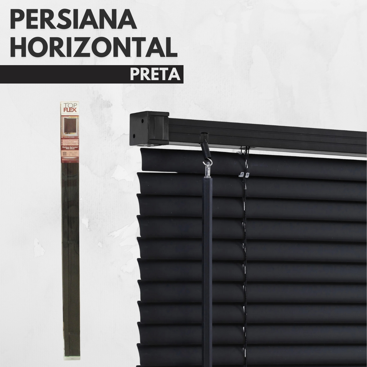 Persiana Horizontal PVC BLOCK 160larg x 220alt Preta (2 pçs)