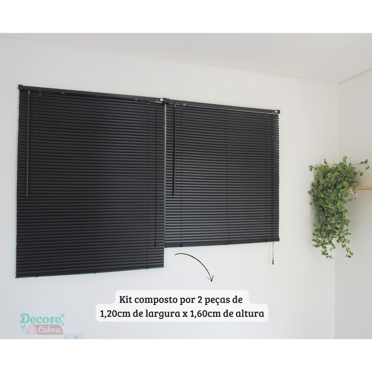 Persiana Horizontal PVC BLOCK 240larg x 160alt Preta (2 pçs)