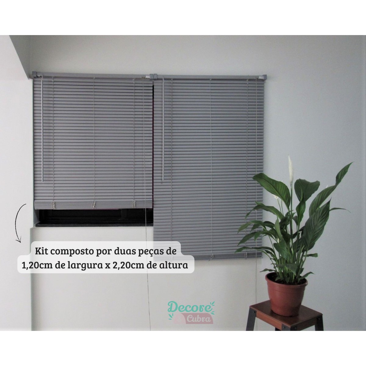 Persiana Horizontal PVC BLOCK 240larg x 220alt Cinza (2 pçs)