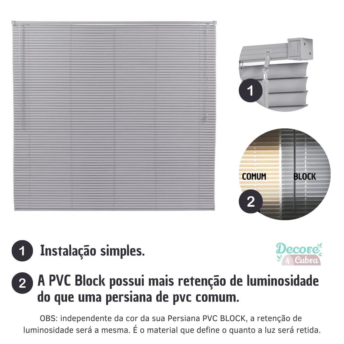 Persiana Horizontal PVC Block 25mm 0,80larg x 0,80alt Cinza