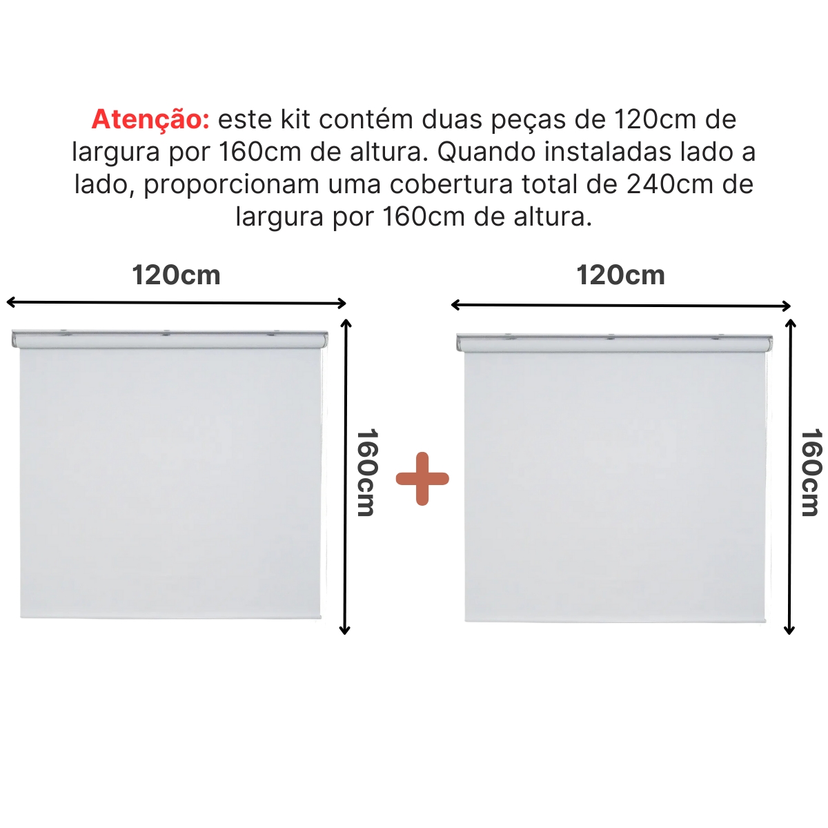 Persiana Rolo Blackout Robust 240larg x 160alt Branca (2pçs)