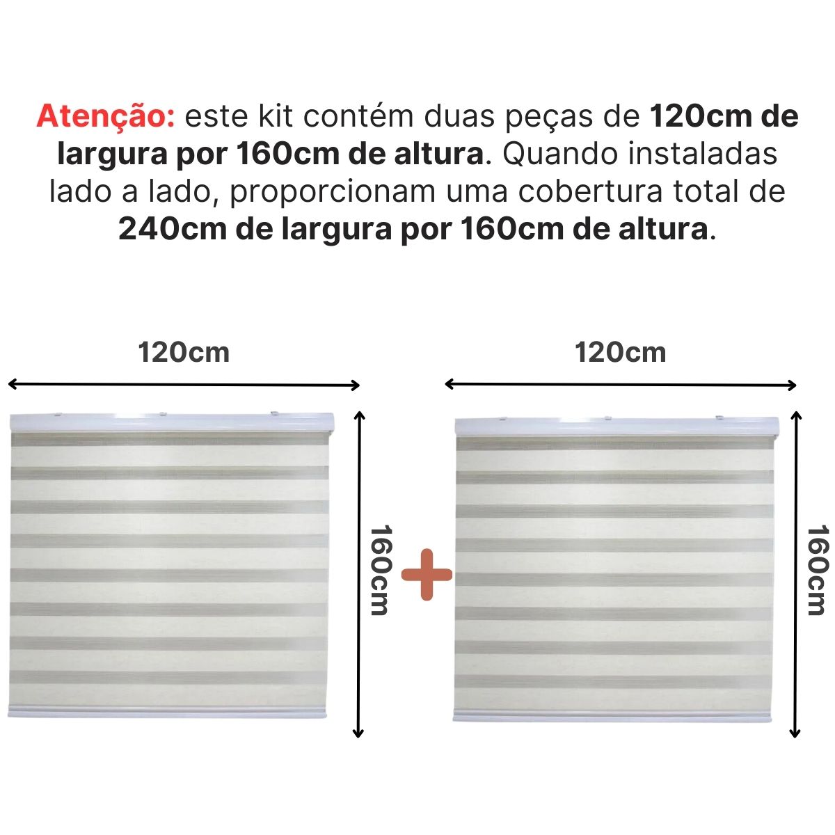 Persiana Rolo Double Vision 240larg x 160alt Linho - (2pçs)