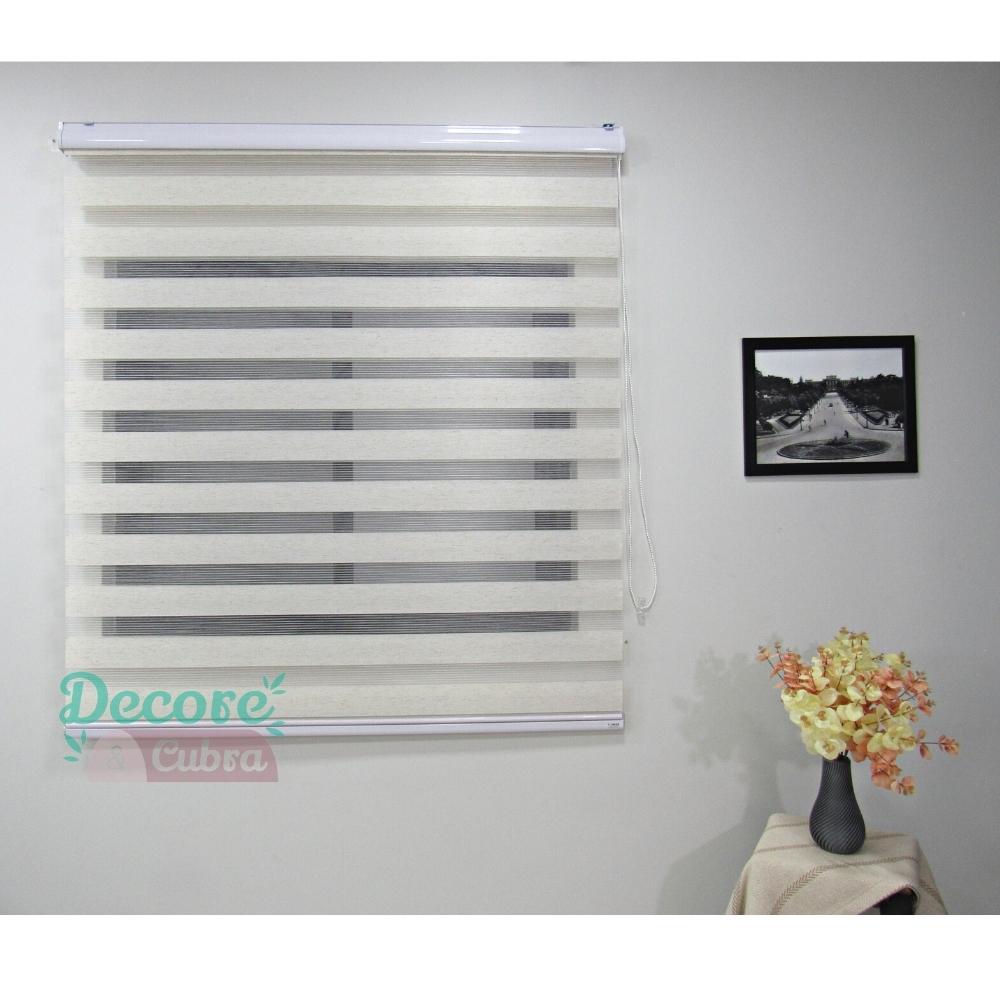 Persiana Rolo Double Vision Zebra 140larg x 160alt Linho com bando
