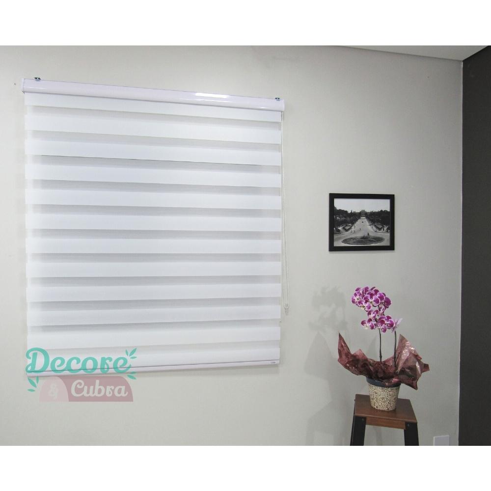 Persiana Rolo Double Vision Zebra 160larg x 160alt Branca com bando