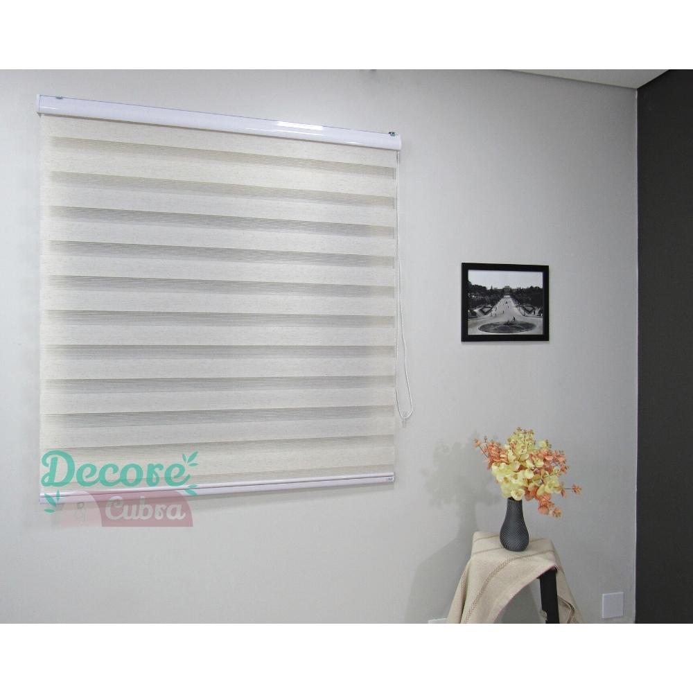 Persiana Rolo Double Vision Zebra 160larg x 160alt Linho com bando