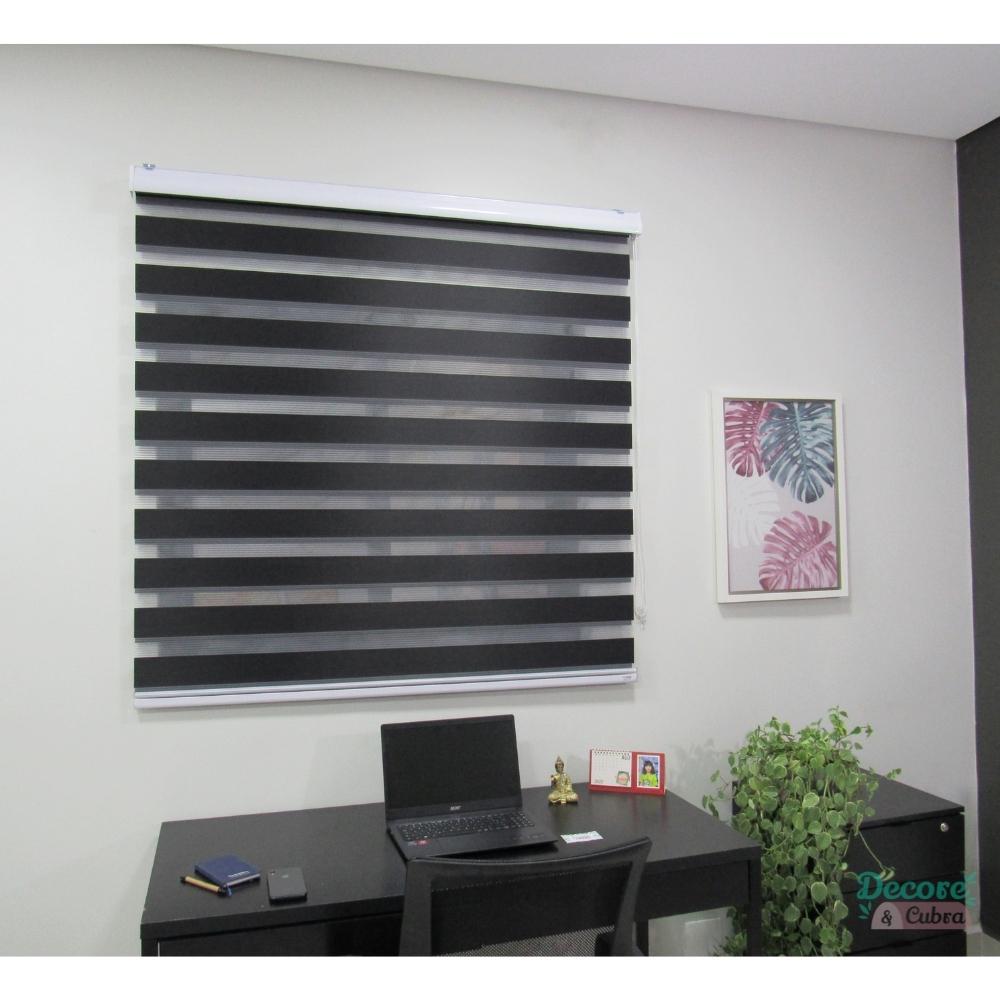 Persiana Rolo Double Vision Zebra 160larg x 220alt Preta com bando