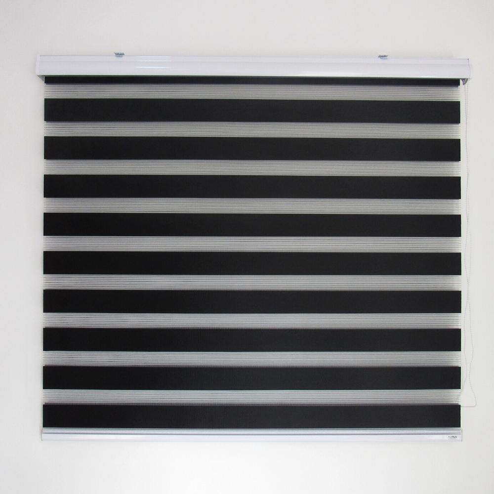 Persiana Rolo Double Vision Zebra 160larg x 220alt Preta com bando