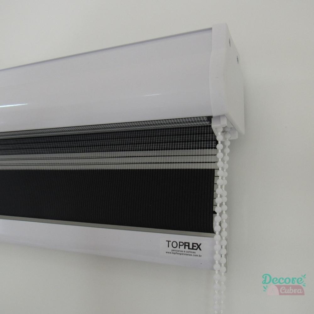 Persiana Rolo Double Vision Zebra 160larg x 220alt Preta com bando