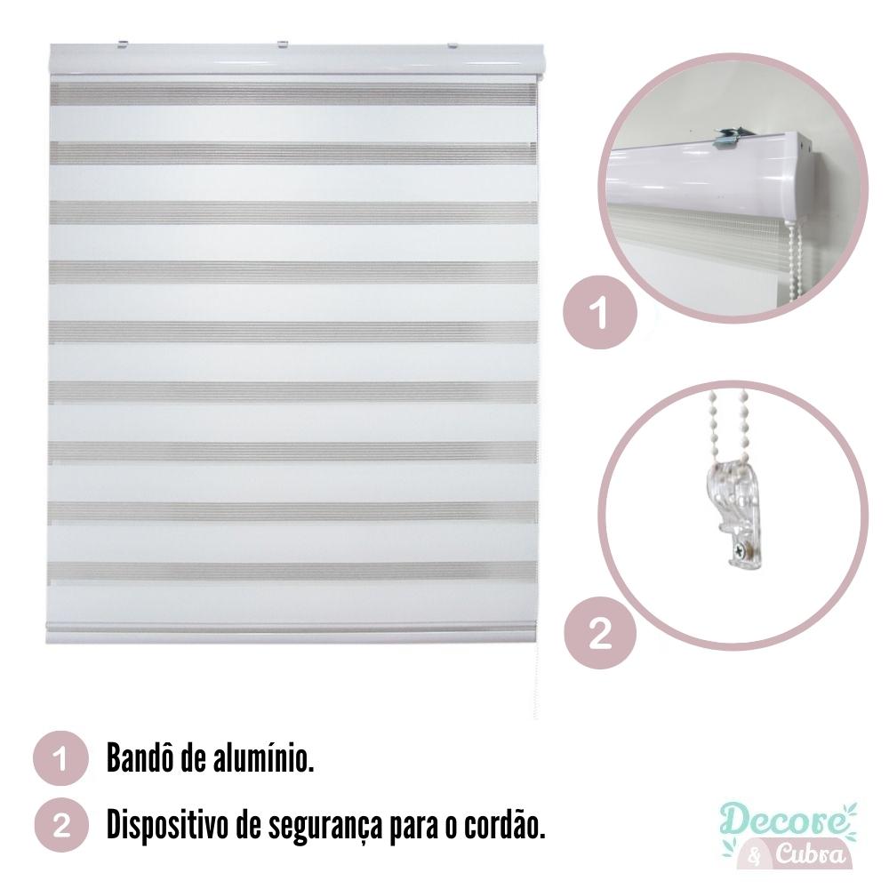 Persiana Rolo Double Vision Zebra 180larg x 220alt Branca com bando