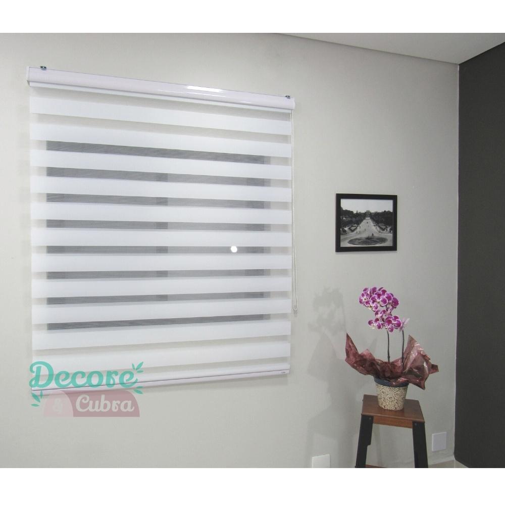 Persiana Rolo Double Vision Zebra 180larg x 220alt Branca com bando